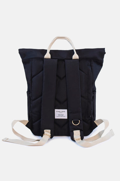 Kind Bags Pebble Black Medium Hackney Rucksack from Recycled and Recycleable Fabric