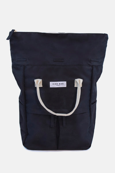 Kind Bags Pebble Black Medium Hackney Rucksack from Recycled and Recycleable Fabric