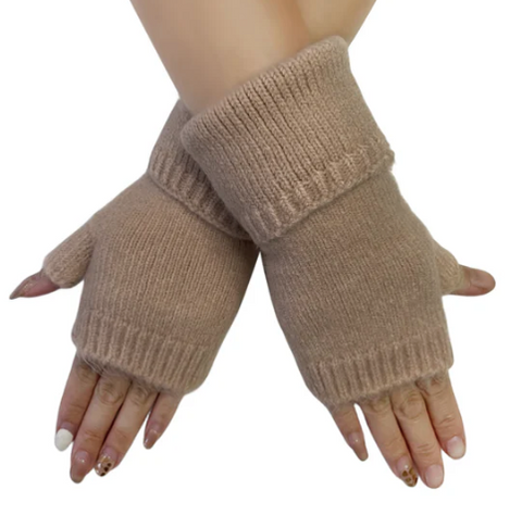 Beige Wool Mix Wristwarmers