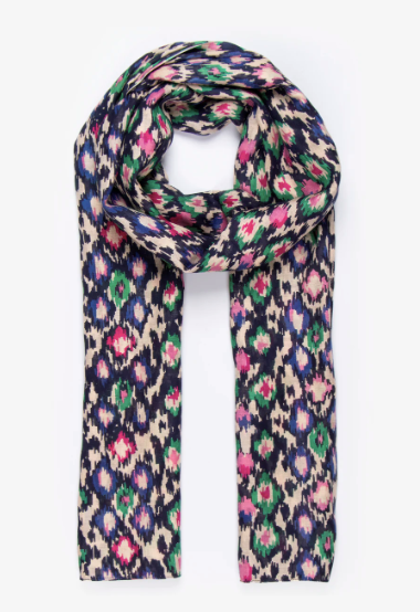 Belle Lightweight Scarf - Navy Blue, Abstract Spot Sarta Miss Short Hair