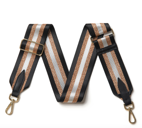 Black and Rose Gold Stripe Bag Strap