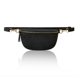 Black Suede Waist Crossbody Bag