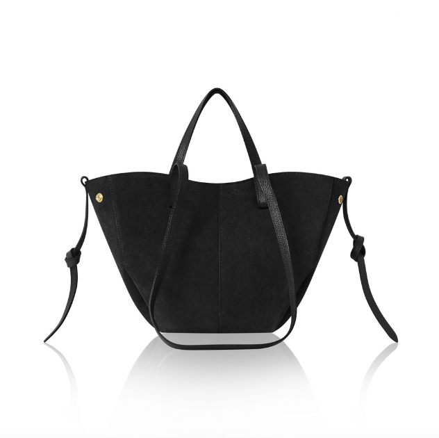 Black Suede Shoulder Tote