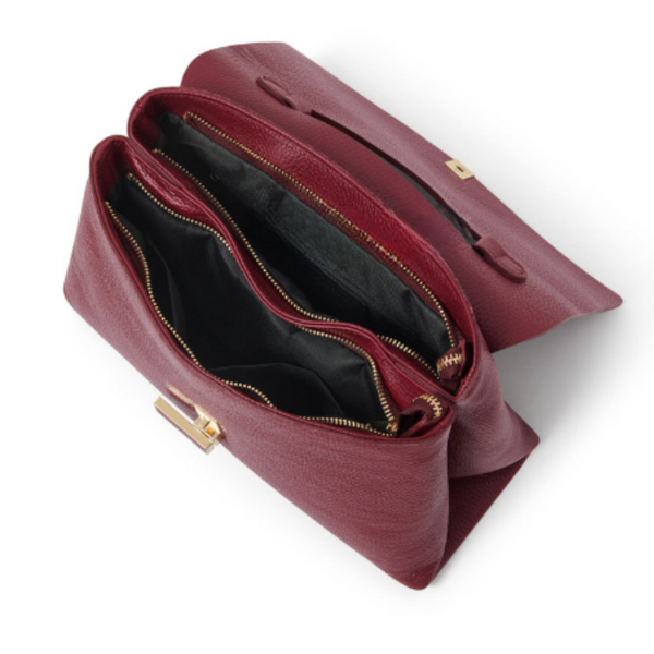 Burgundy Leather Medium Crossbody Tote Interior