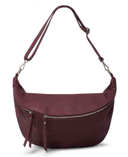 Burgundy Leather XL Waist Bag (silver hardware)