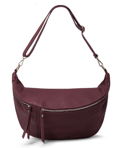 Burgundy Leather XL Waist Bag (silver hardware)