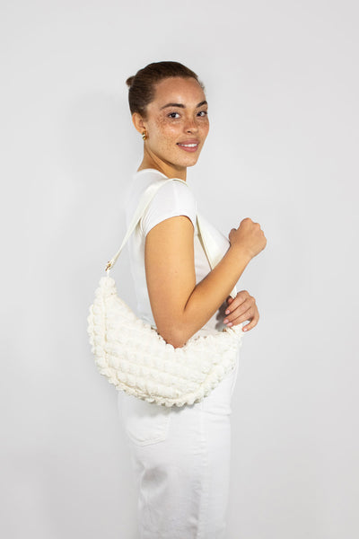 Kind Bag Cream Recycled Fabric Crossbody 