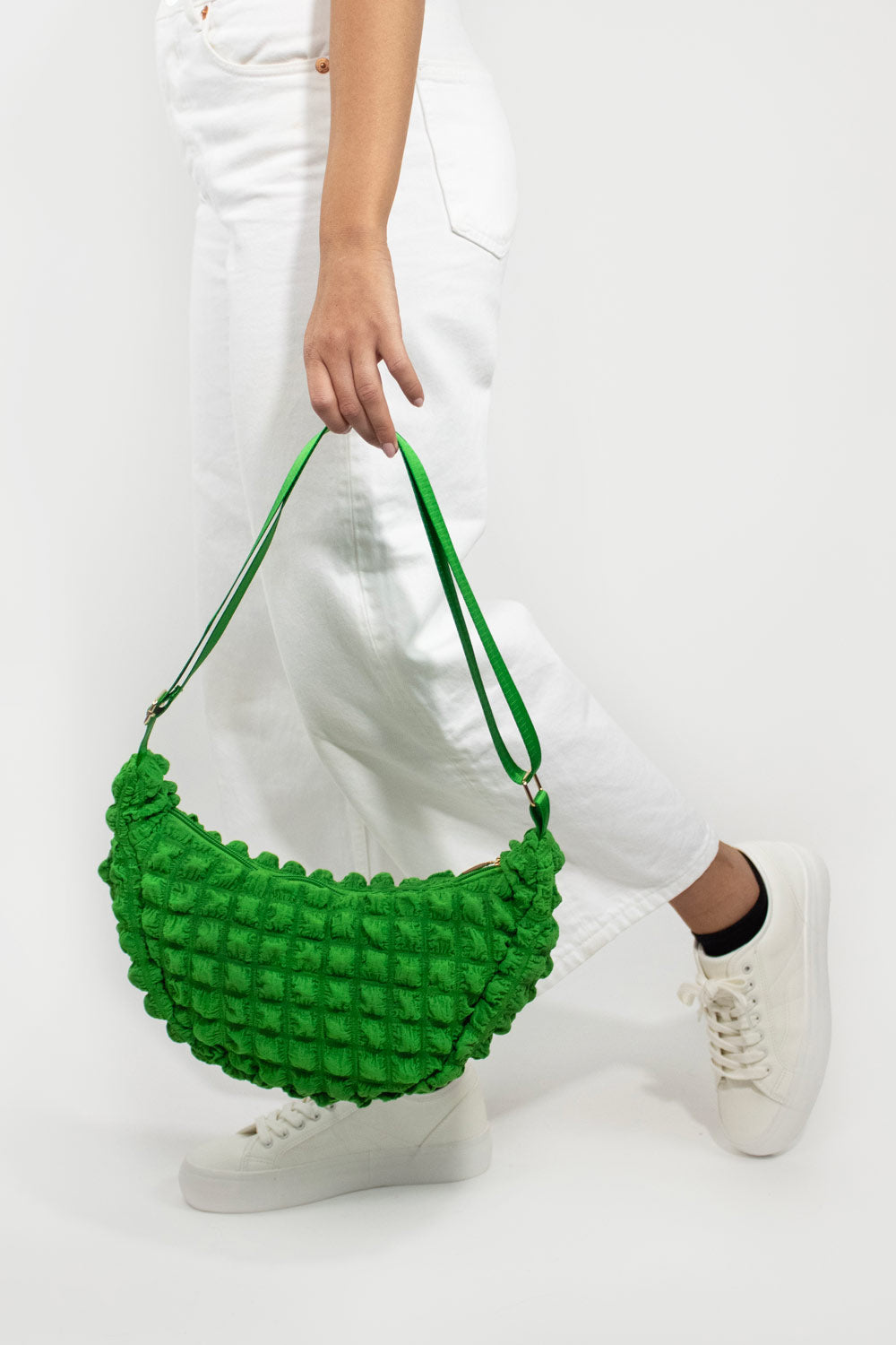 Kind Bag Green Crossbody Bag on model