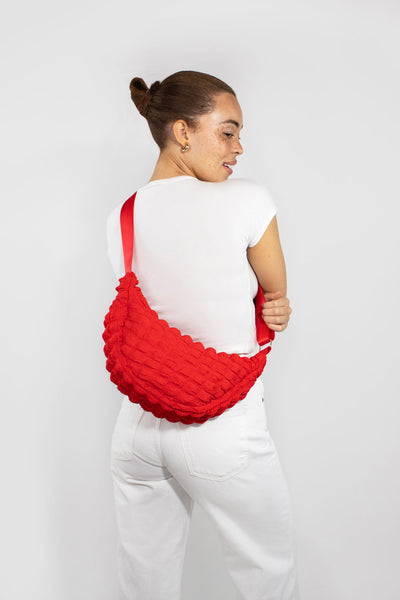 Kind Bag Red Crossbody Bag on model