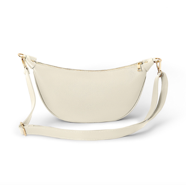 Cream leather crescent bag from Alice's Wonders