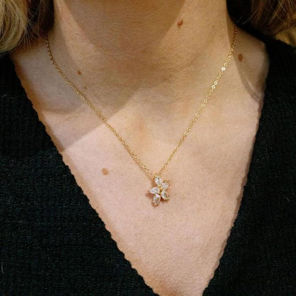 Crystal Petal Necklace (18ct gold plate)