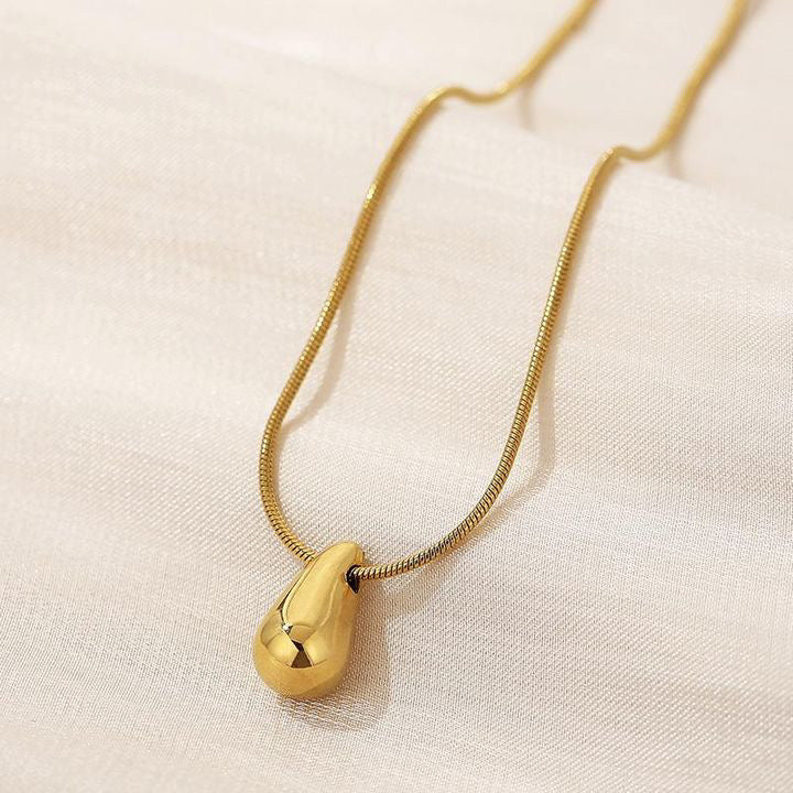 Gold teardrop necklace from MisGraceful waterproof and tarnish proof