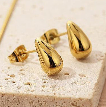 Gold teardrop earrings from MisGraceful waterproof and tarnish proof