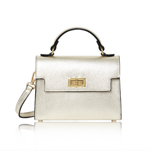 Gold Leather Box Crossbody Bag