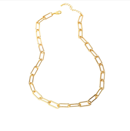 Gold Long Links Short Necklace in 18ct Gold Plate