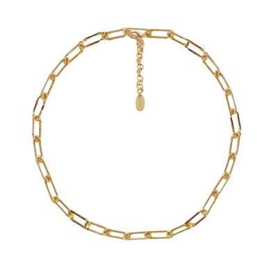 Gold Long Links Short Necklace in 18ct Gold Plate