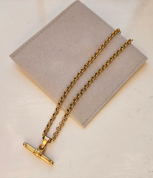 Gold Medium T Bar Necklace - waterproof and tarnish resistant from MisGraceful