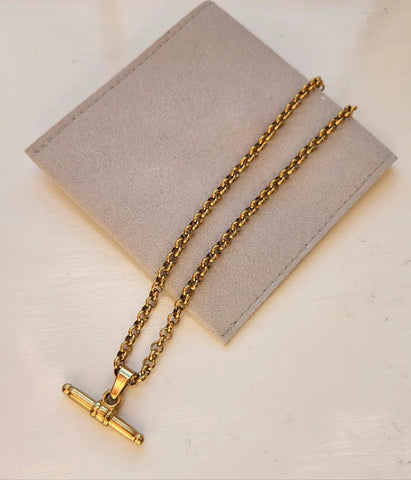 Gold Medium T Bar Necklace - waterproof and tarnish resistant from MisGraceful