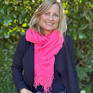 Hot Pink Plain Wool Scarf worn by Cathy 