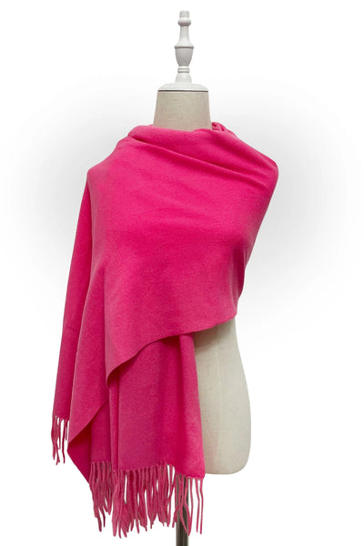 Hot Pink Plain Wool Scarf