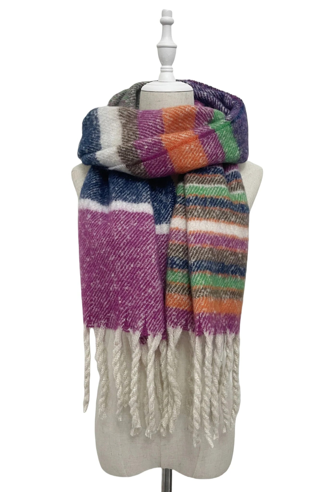 Purple Stripe Tassel Blanket Scarf