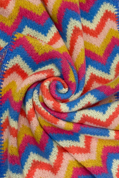 Red and Blue Chevron Blanket Scarf