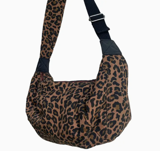 Leopard Print Sling Recycled Cotton Bag - Large