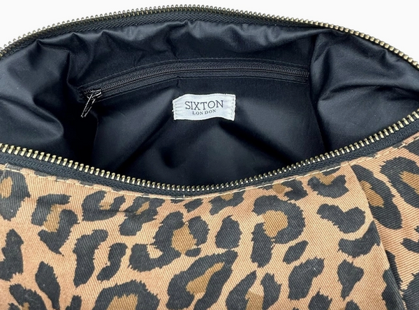 Leopard Print Sling Recycled Cotton Bag - Large