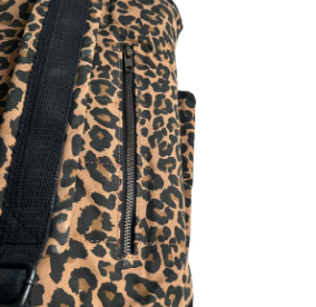 Leopard Print Cotton backpack from Sixton London exterior zipped pocket