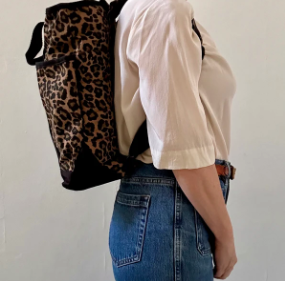 Leopard Print Cotton Backpack