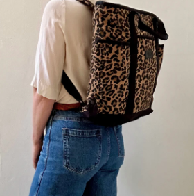 Leopard Print Cotton Backpack