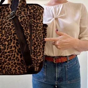 Leopard Print Cotton Backpack