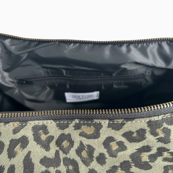 Green Leopard Print Cotton Sling Bag - Large from Sixton London