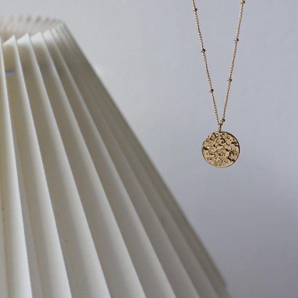 Gold Textured Disc Necklace (18ct gold plate)