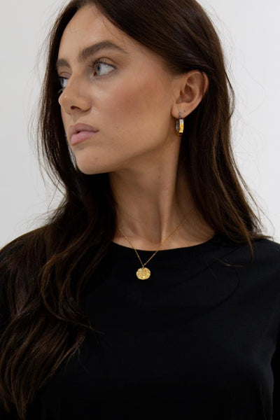 Gold Textured Disc Necklace (18ct gold plate)