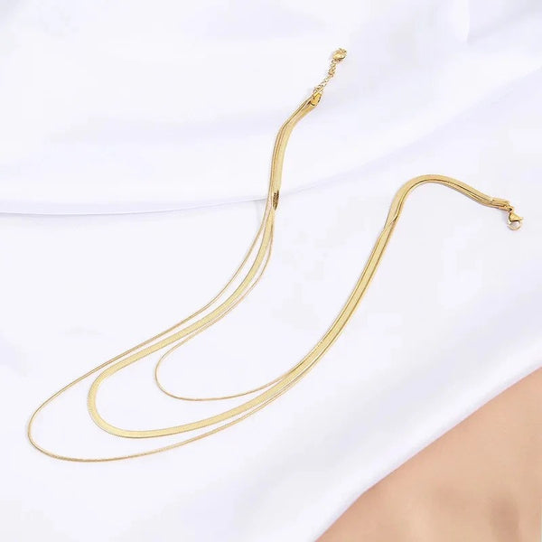 Gold Triple Snakechain Waterproof necklace from MisGraceful Jewellery 