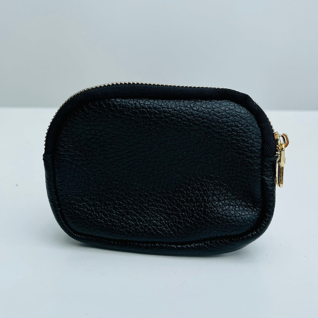 Black Leather Double Zip Coin Purse – Alice's Wonders UK