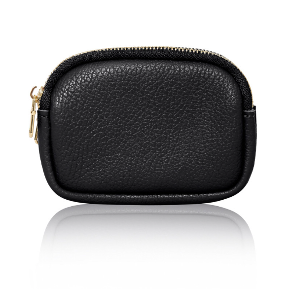 Black Leather Double Zip Coin Purse – Alice's Wonders UK