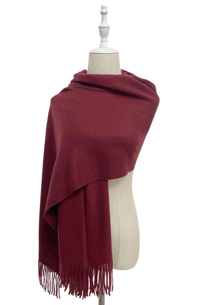 Burgundy Plain Wool Scarf