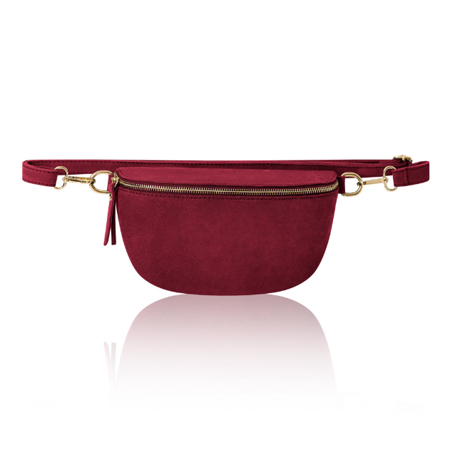 Burgundy Suede Waist Crossbody Bag