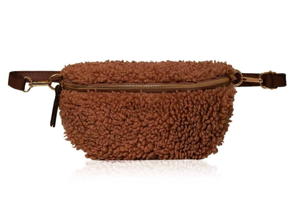 Chocolate Brown Shearling Waist Bag