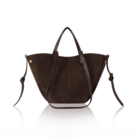 Chocolate Brown Suede Shoulder Tote