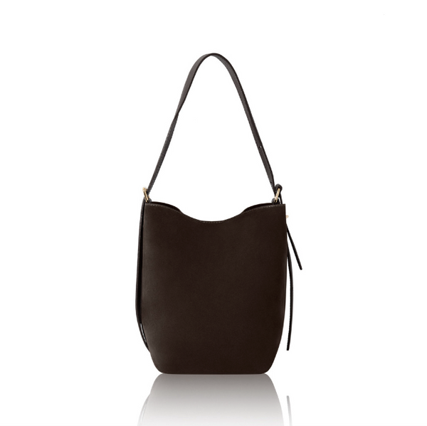 Dark Chocolate Suede Bucket Bag