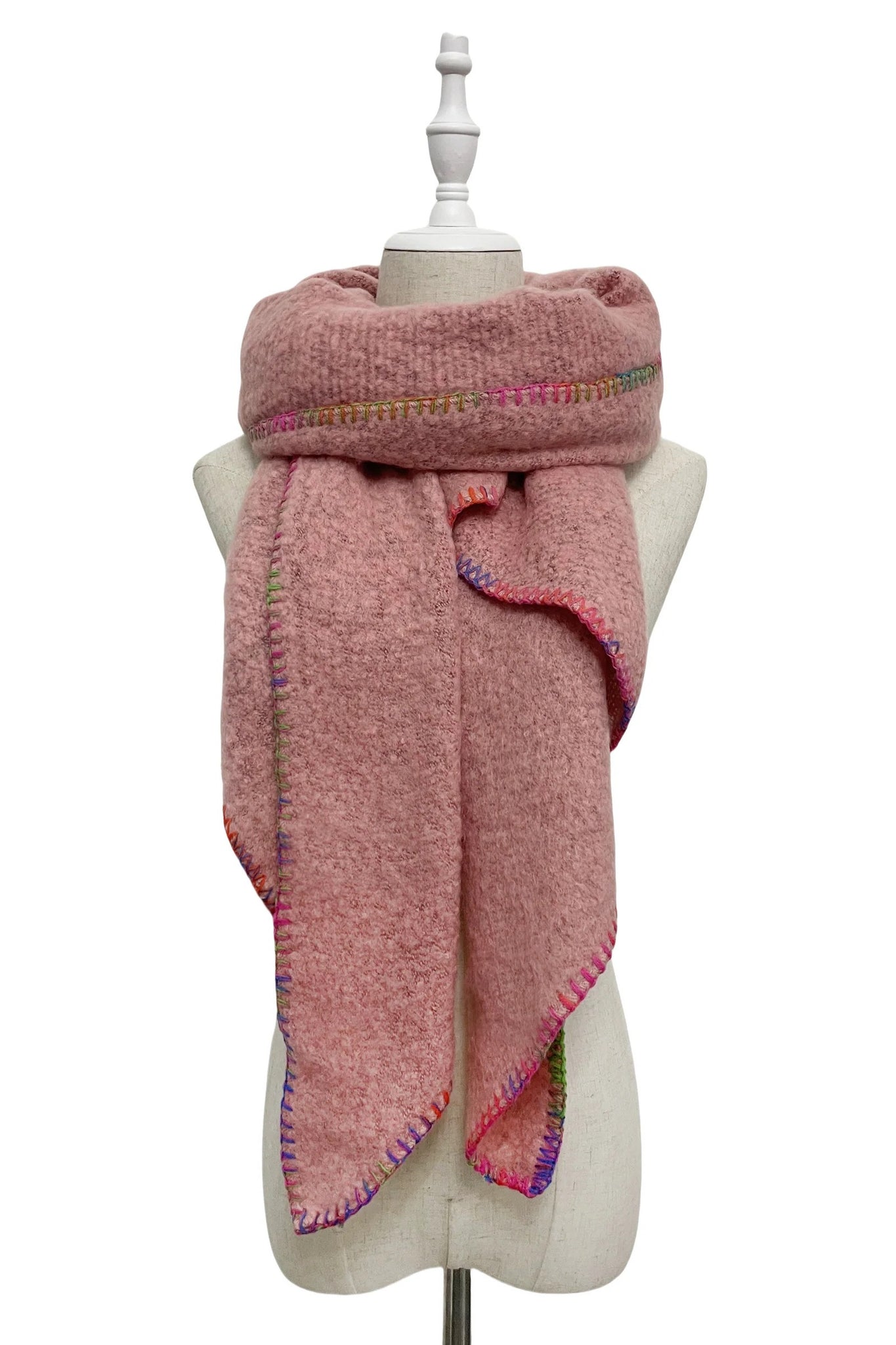 Dusky Pink Stitch Blanket Scarf