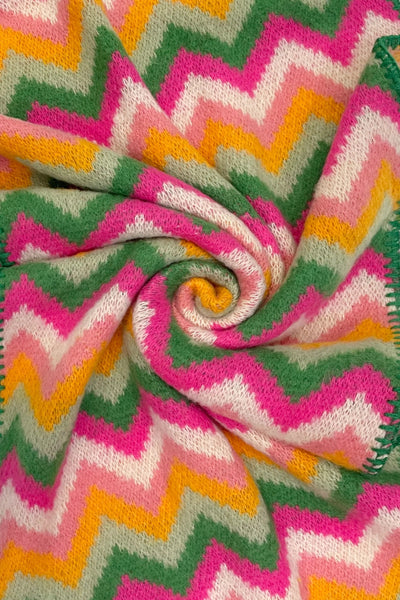 Green and Pink Chevron Blanket Scarf