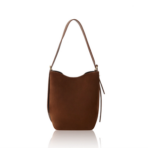 Light Chocolate Suede Bucket Bag