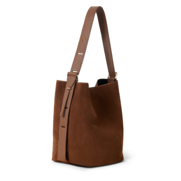 Light Chocolate Suede Bucket Bag