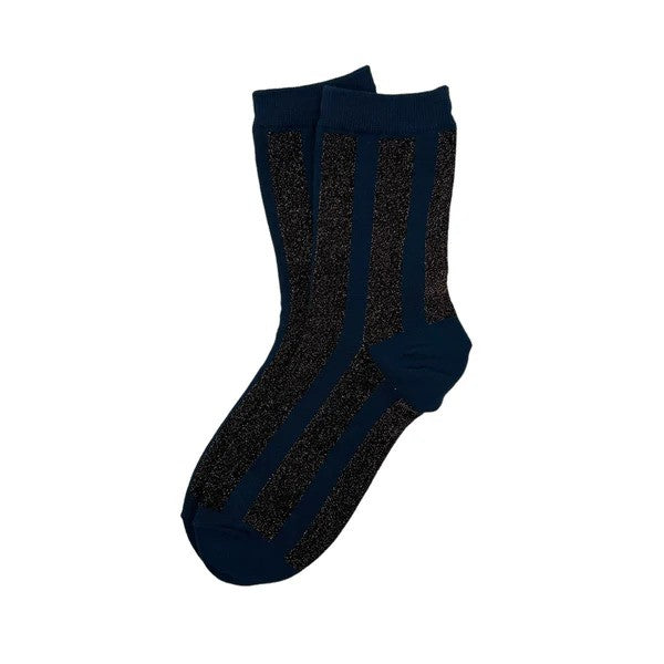 Blue Glitter Stripe Socks - Berlin by Sixton London