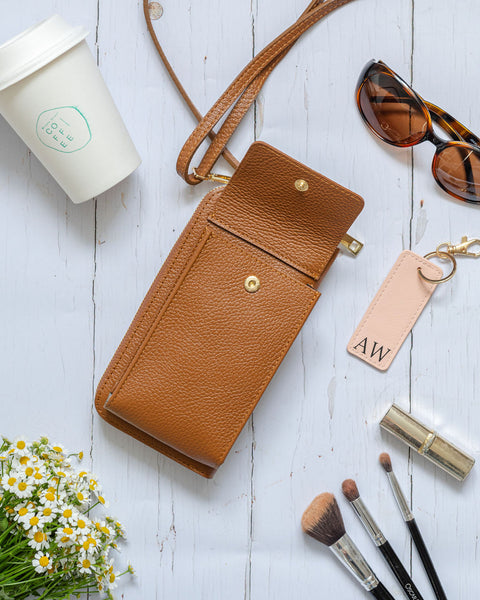 Tan Leather Purse / Phone Crossbody