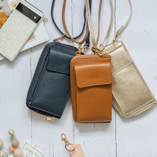 Tan Leather Purse / Phone Crossbody